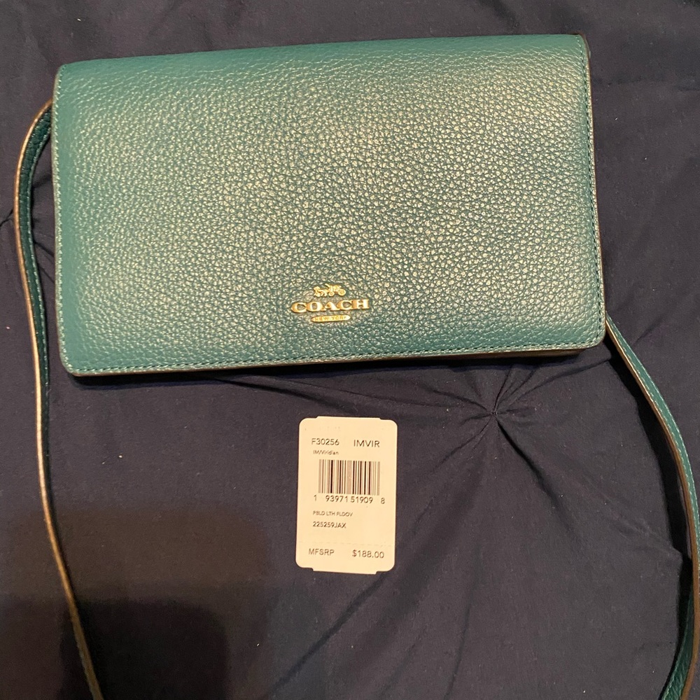 Coach Foldover Xbody Clutch Handbag-green-Great